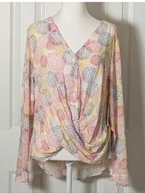 Lightweight Pastel Print Draped Blouse
